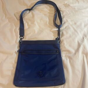 Antonio Melani Blue Crossbody Bag with Interior/Outer Pockets & Zip Pouches, OS